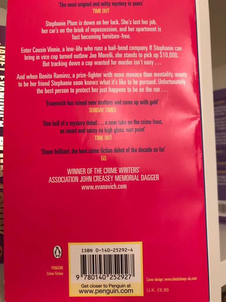 One For The Money - Janet Evanovich (Penguin - Paperback) book collectible [Barcode 9780140252927] - Main Image 2