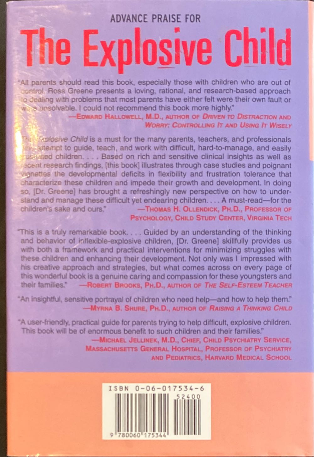 The Explosive Child - Ross W. Greene (HarperCollins - Hardcover) book collectible [Barcode 9780060175344] - Main Image 2