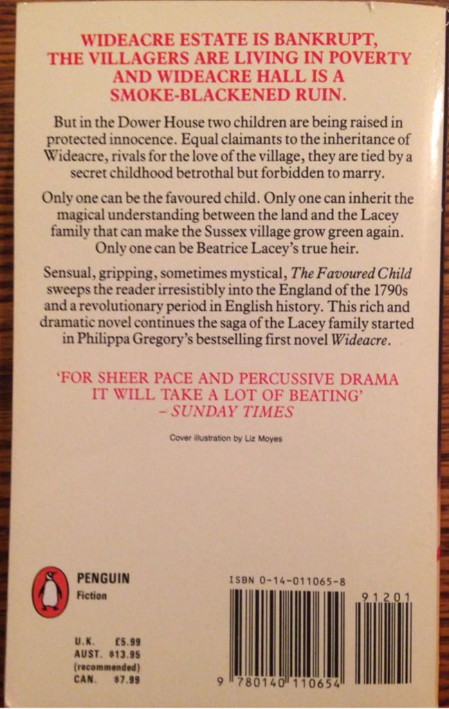 The Favoured Child - Philippa Gregory (Markham, Ont. : Penguin Books Canada - Paperback) book collectible [Barcode 9780140110654] - Main Image 2
