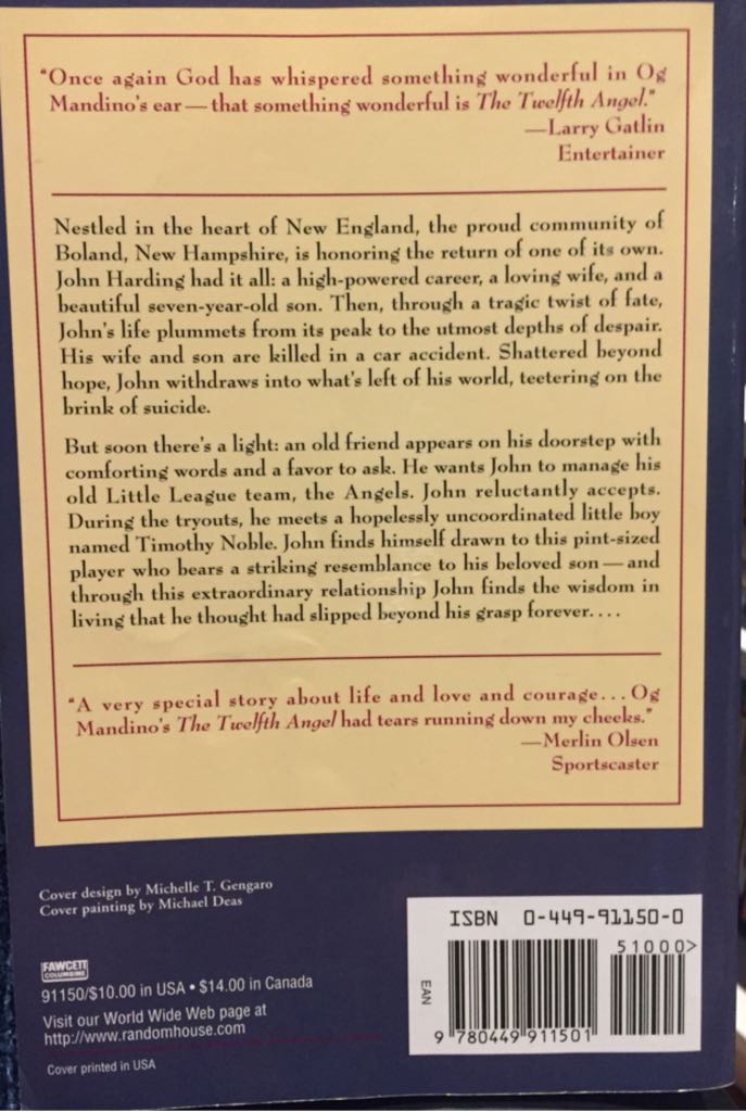 The Twelfth Angel - Og Mandino (Fawcett Books - Paperback) book collectible [Barcode 9780449223031] - Main Image 2