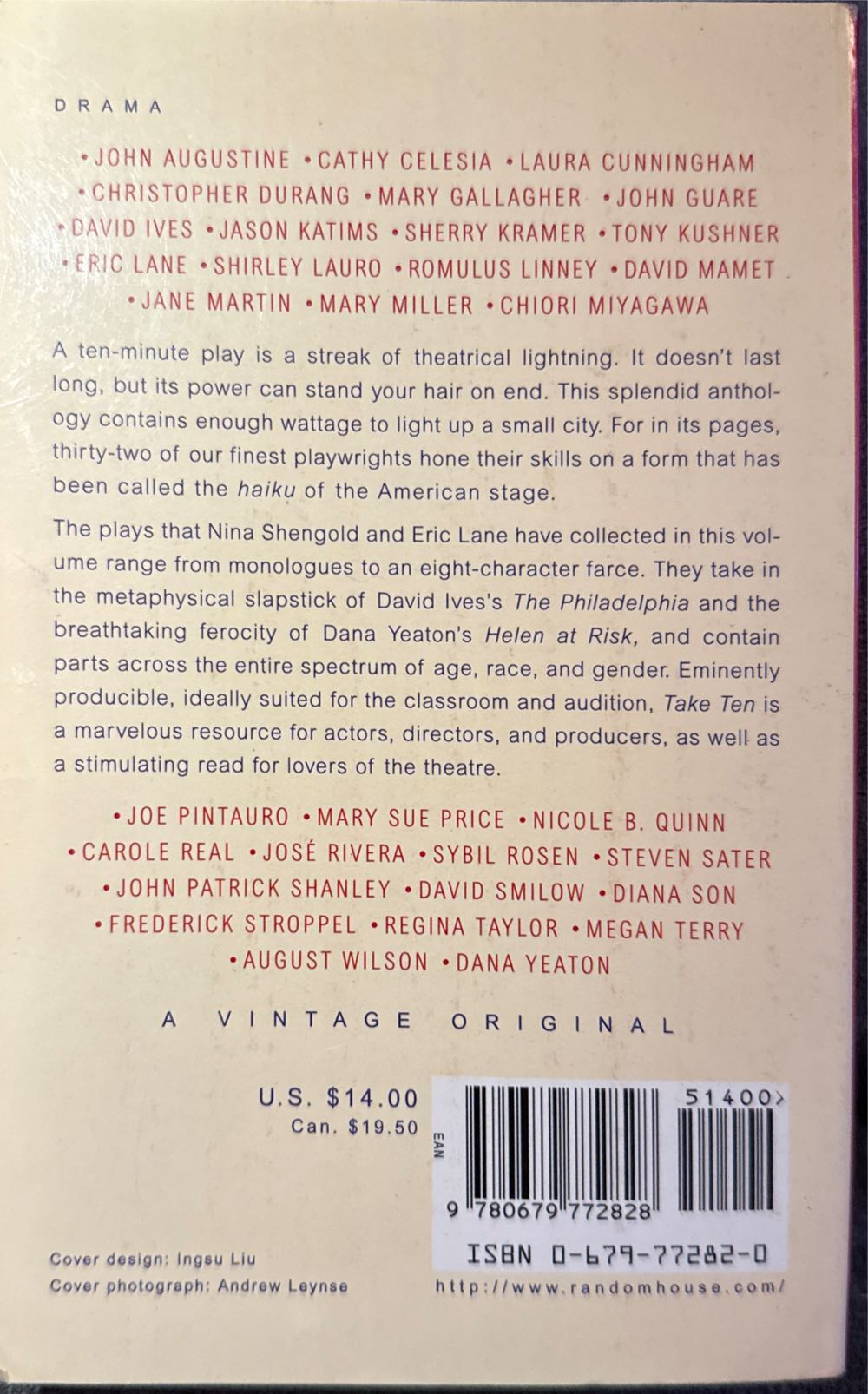 Take Ten: New 10-Minute Plays - Anthology (Vintage Books - Paperback) book collectible [Barcode 9780679772828] - Main Image 2