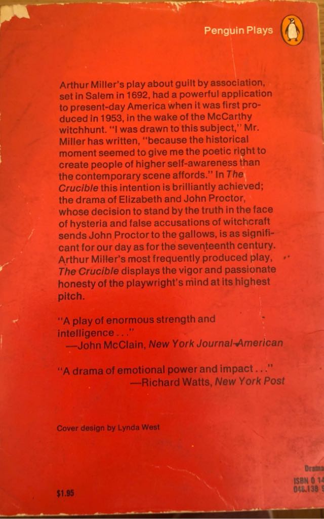 The Crucible - Arthur Miller (Penguin Books - Paperback) book collectible [Barcode 9780553110081] - Main Image 2