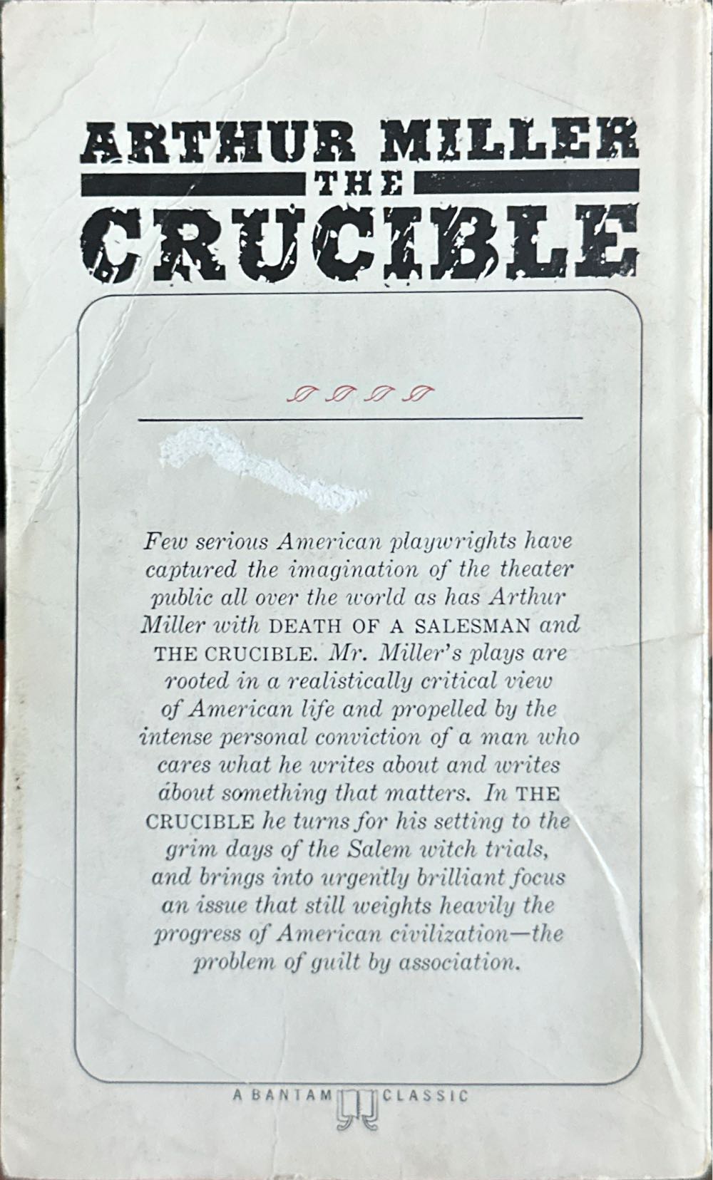 The Crucible - Arthur Miller (Bantam Classic - Paperback) book collectible - Main Image 2