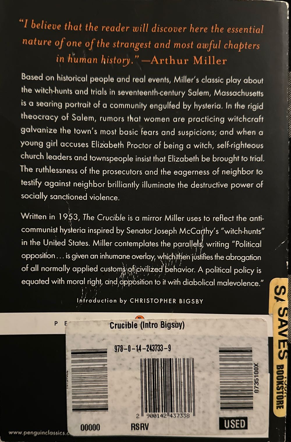 The Crucible - Arthur Miller (Penguin Books - Paperback) book collectible - Main Image 2