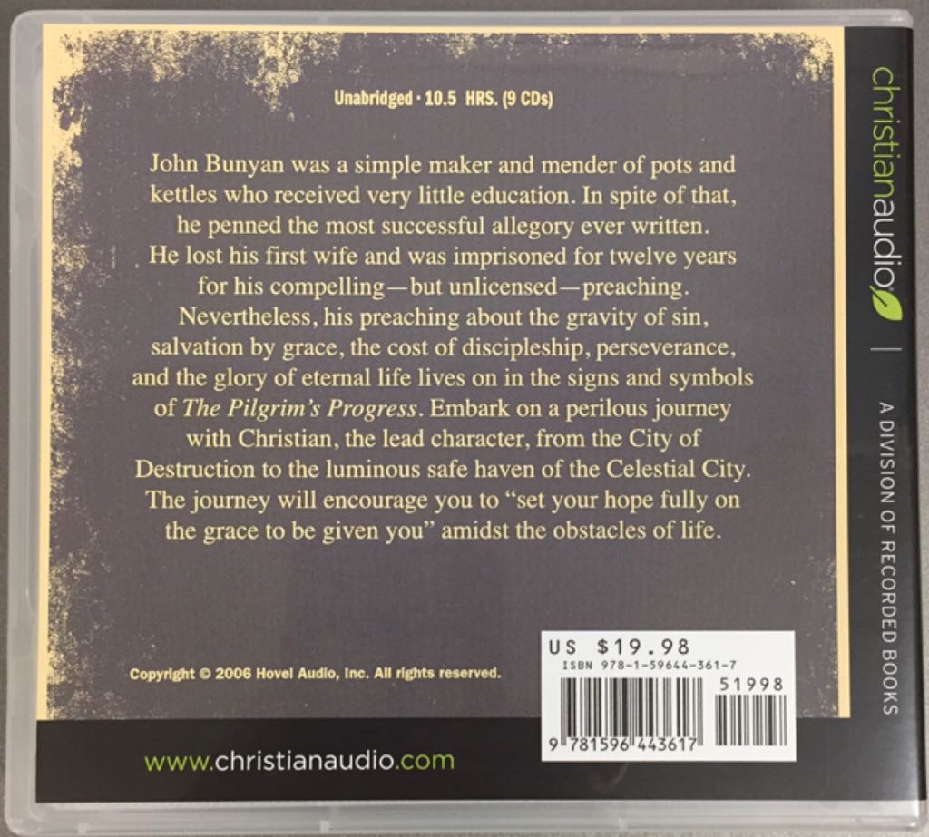 Pilgrims Progress, The - John Bunyan (Christian Audio - Audiobook) book collectible [Barcode 9781596443617] - Main Image 2