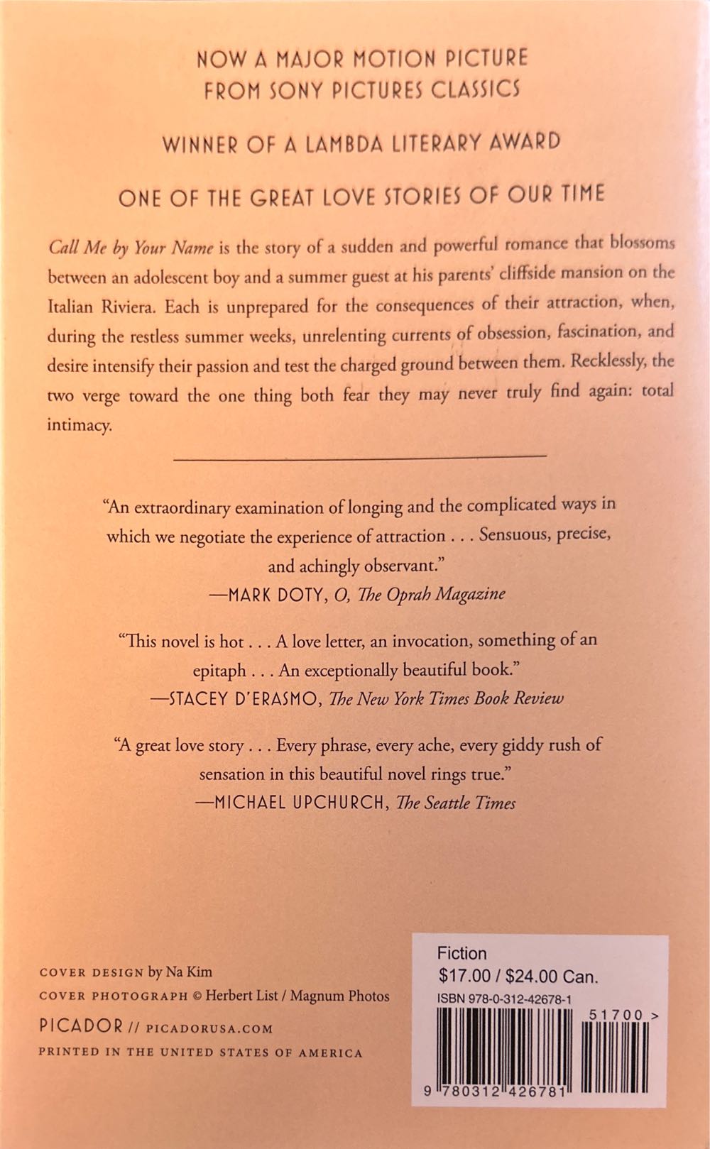 Call Me By Your Name - Andre Aciman (Macmillan - Paperback) book collectible [Barcode 9780312426781] - Main Image 2