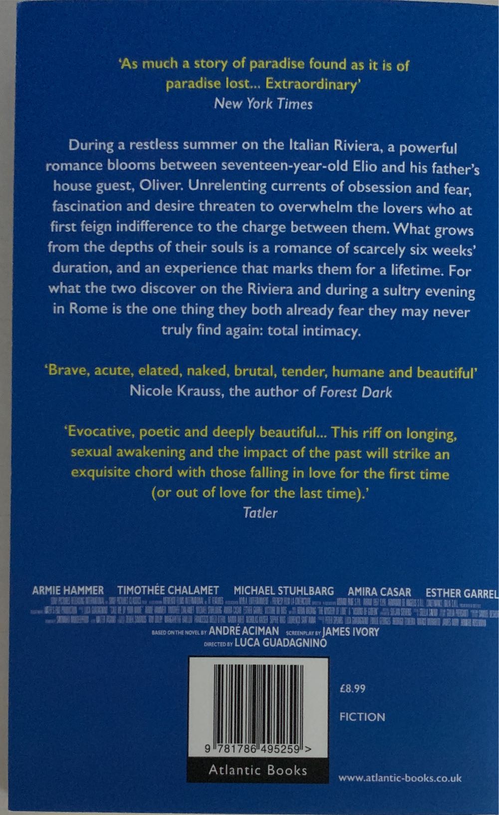 Call Me By Your Name - André Aciman (Atlantic Books - Paperback) book collectible [Barcode 9781786495259] - Main Image 2