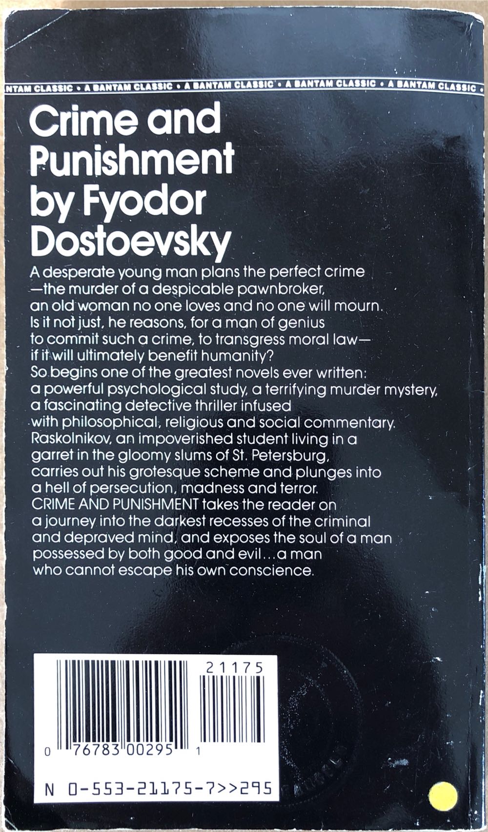 Crime and Punishment - Fyodor Dostoyevsky (A Bantam Classic - Paperback) book collectible [Barcode 9780553211757] - Main Image 3