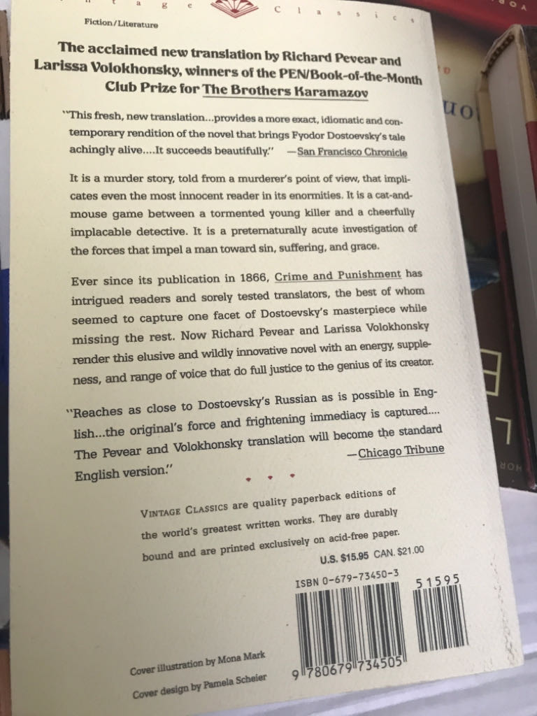 Crime and Punishment - Fyodor Dostoevsky (Vintage - Paperback) book collectible [Barcode 9780679734505] - Main Image 2