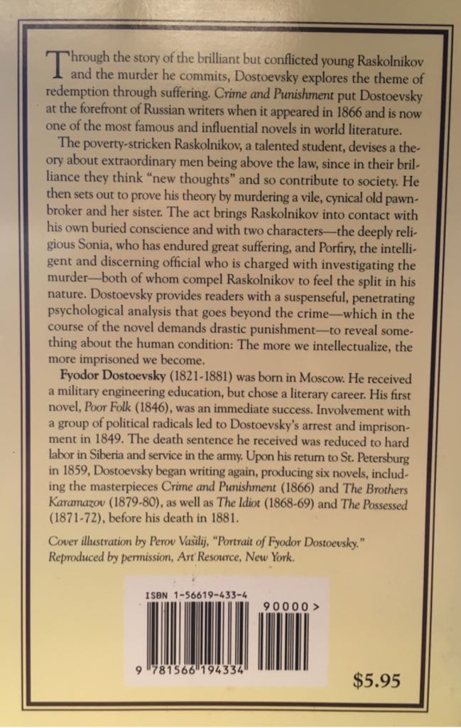 Crime and Punishment - Fyodor Dostoyevsky (Barnes & Nobel Books - Paperback) book collectible [Barcode 9781566194334] - Main Image 2