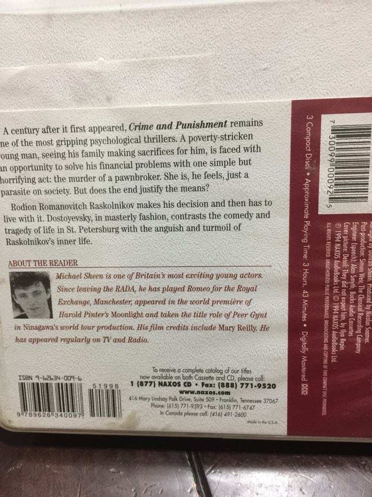 Crime and Punishment - Fyodor Dostoyevsky (- Audiobook) book collectible [Barcode 9789626340097] - Main Image 2