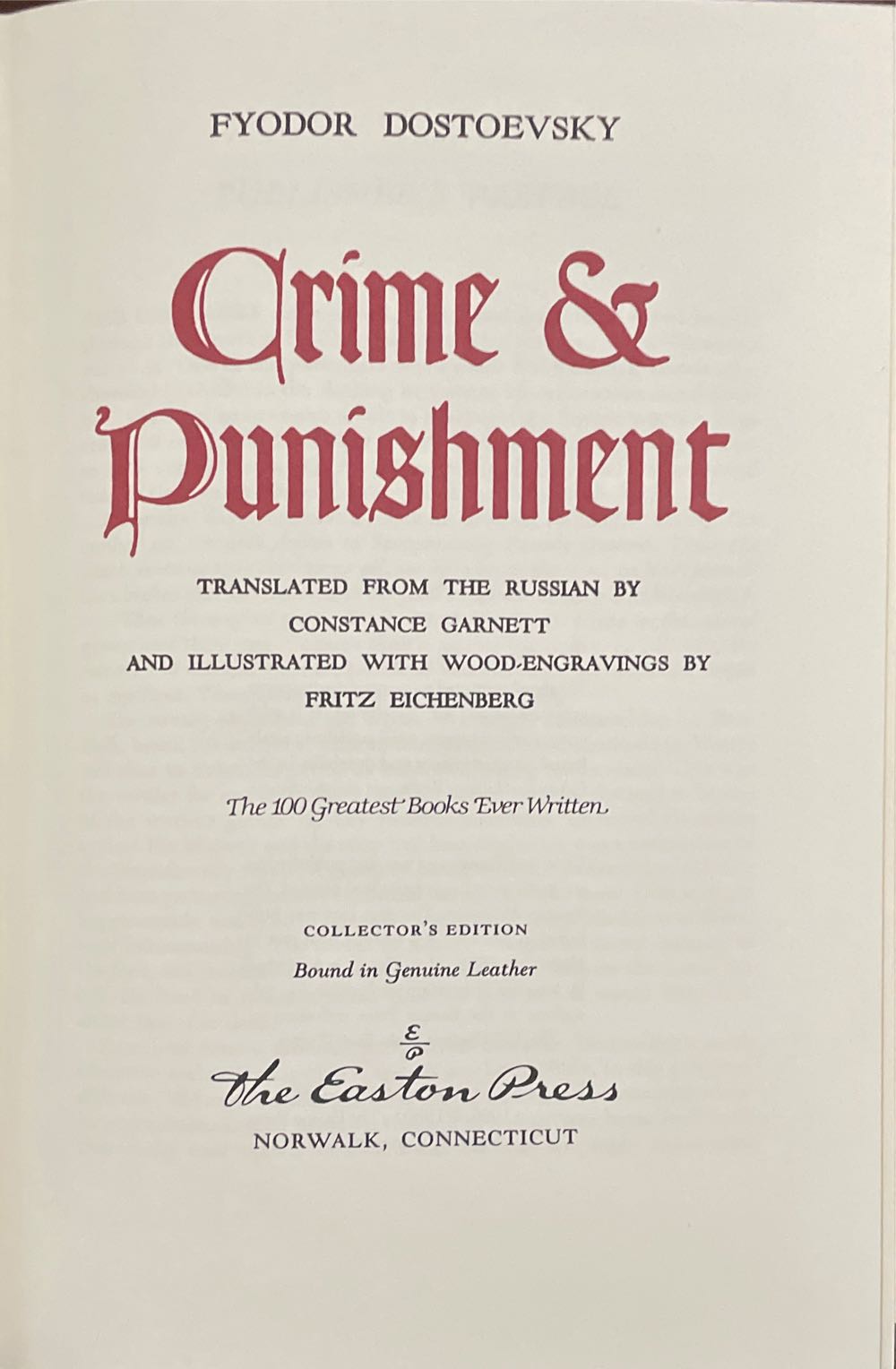 Crime and Punishment - Fyodor Dostoevsky (Easton Press - Calf-Binding) book collectible - Main Image 3