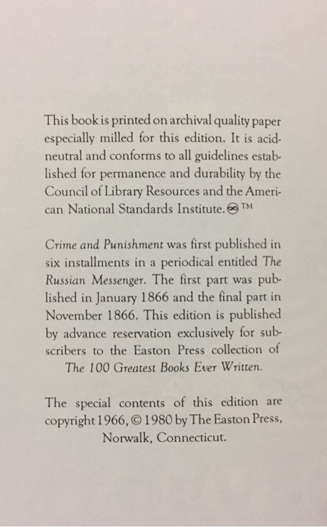 Crime and Punishment - Fyodor Dostoevsky (Easton Press - Hardcover) book collectible - Main Image 2