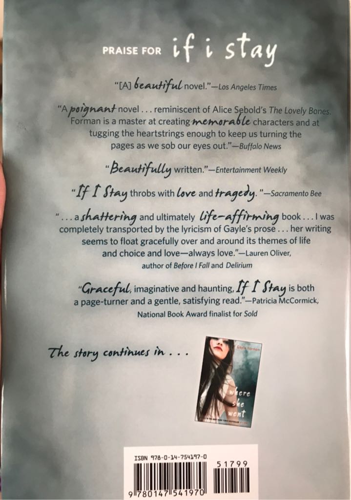 If I Stay - Gayle Forman (Penguin Group - Paperback) book collectible - Main Image 2