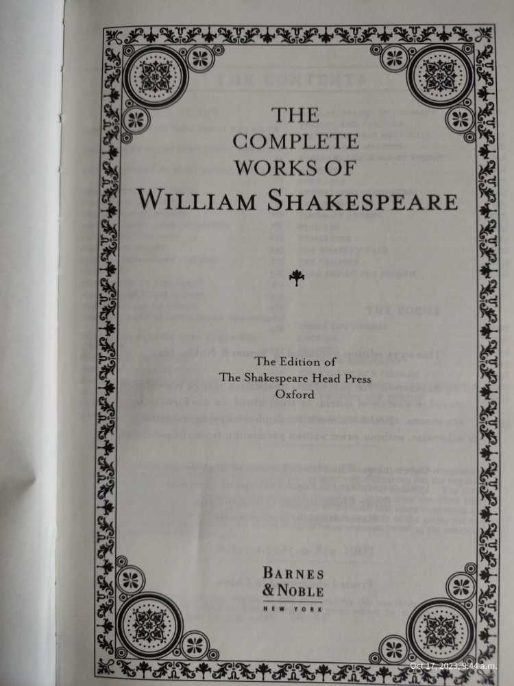 The Complete Works of William Shakespeare (Barnes &amp; Noble Leather Classic) - William Shakespeare (Barnes & Noble - Hardcover) book collectible [Barcode 9780760703328] - Main Image 4