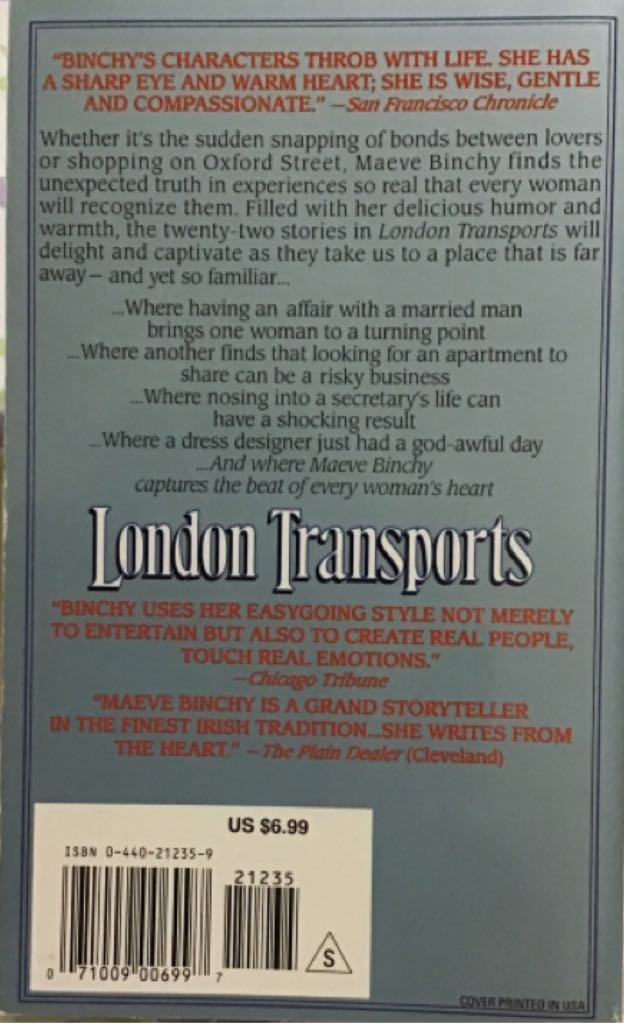 London Transports - Maeve Binchy (Paperback) book collectible [Barcode 9780440212355] - Main Image 2