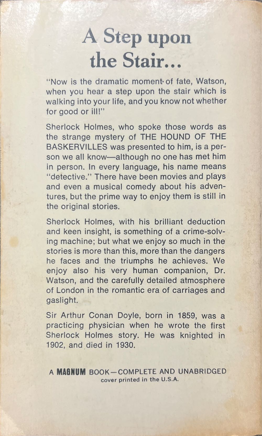 The Hound Of The Baskervilles - Arthur Conan Doyle (Lancer Books, Inc - Paperback) book collectible - Main Image 2