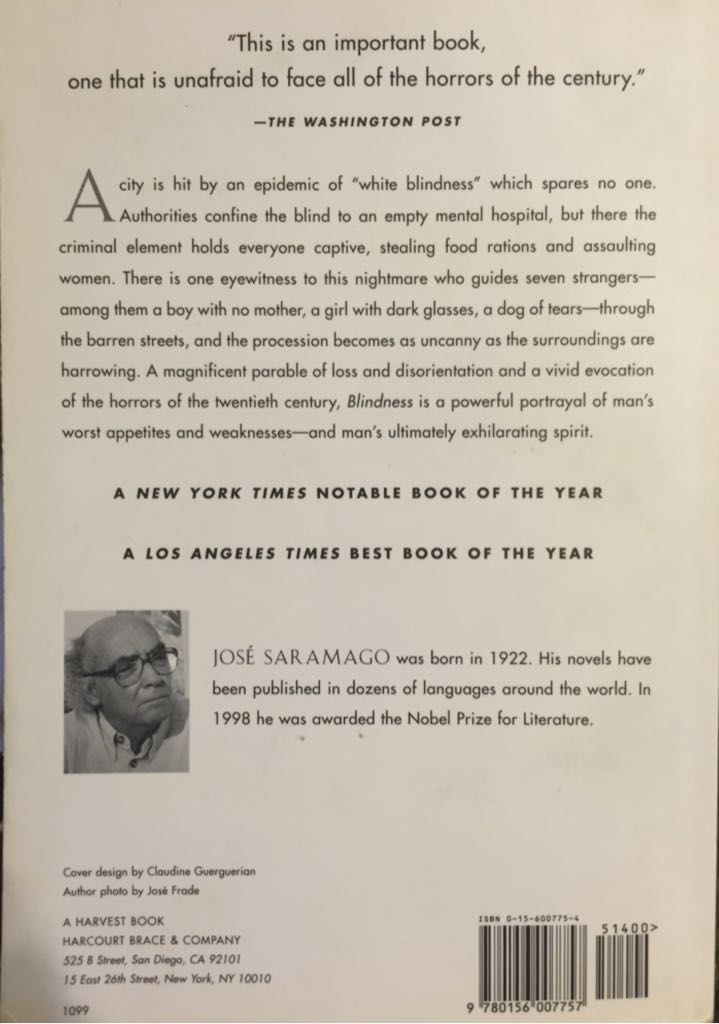 Blindness - José Saramago (Mariner - Paperback) book collectible [Barcode 9780156007757] - Main Image 2