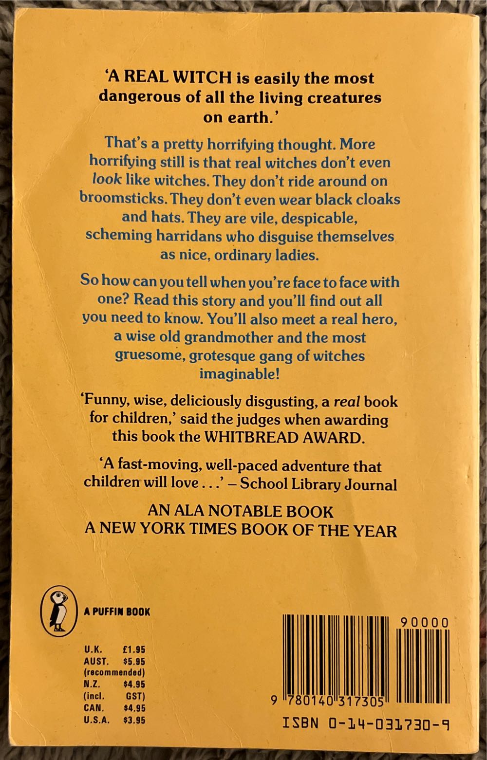 The Witches - Roald Dahl (Puffin - Paperback) book collectible [Barcode 9780140317305] - Main Image 3