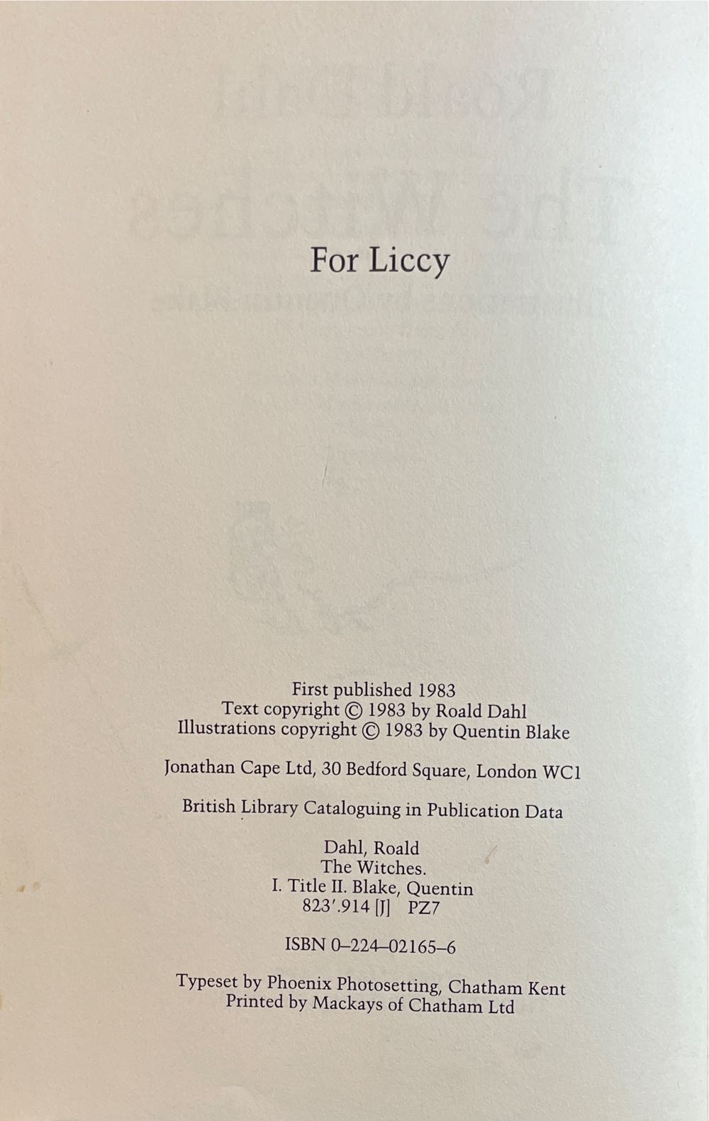 The Witches - Roald Dahl (Jonathan Cape - Hardcover) book collectible [Barcode 9780374384579] - Main Image 2