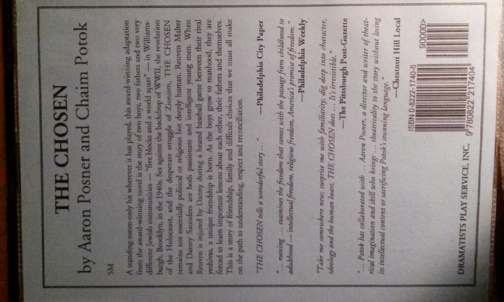 The Chosen - Aaron Posner (adapted by) (Dramatists Play Service Inc - Paperback) book collectible [Barcode 9780822217404] - Main Image 2