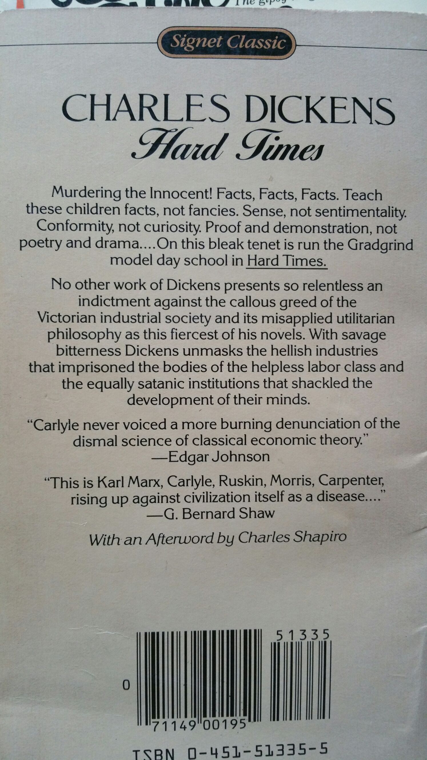 Hard Times - Charles Dickens (The New American Library, Inc. - Paperback) book collectible [Barcode 071149001951] - Main Image 2