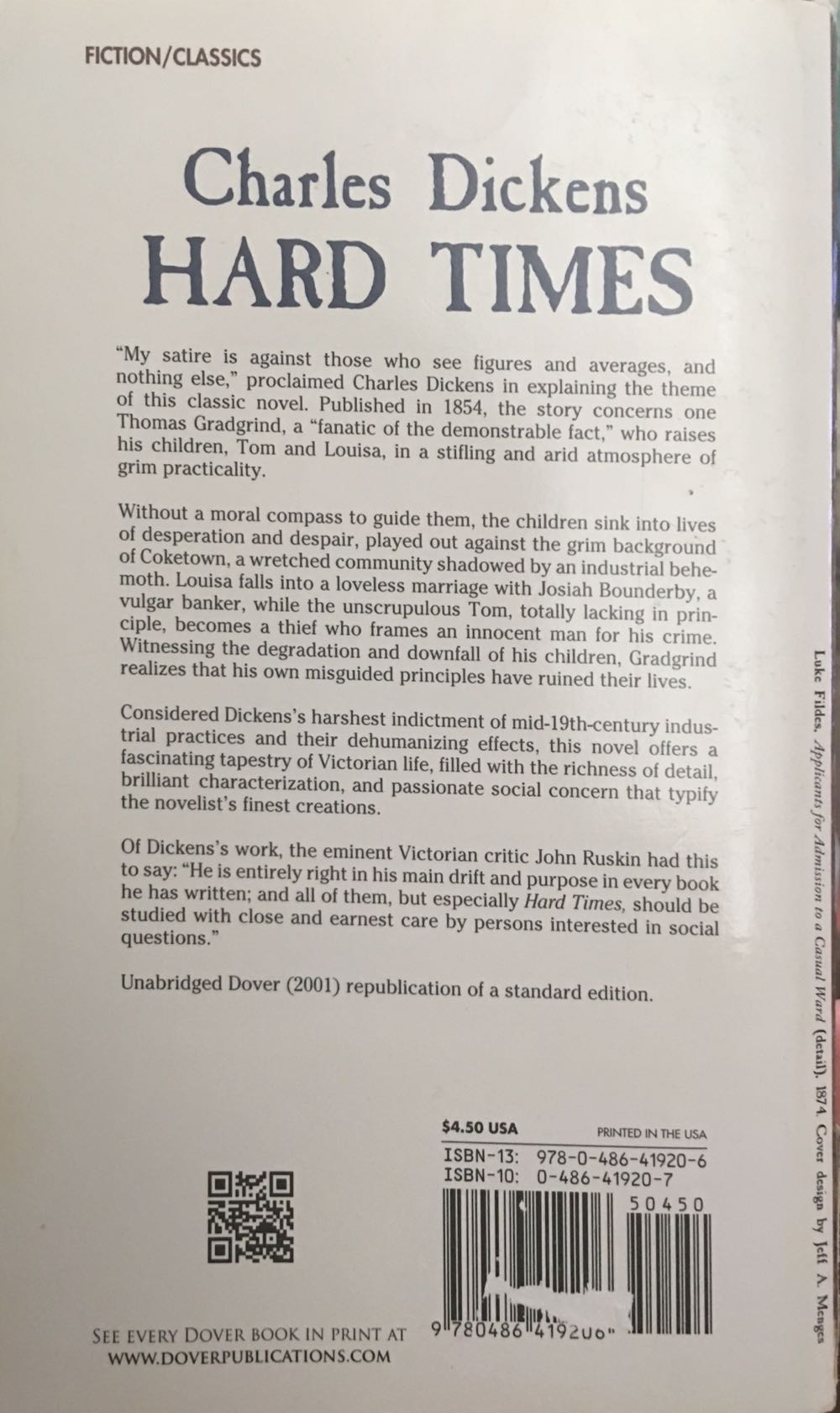 Hard Times - Charles Dickens (Dover Pubns - Paperback) book collectible [Barcode 9780486419206] - Main Image 2