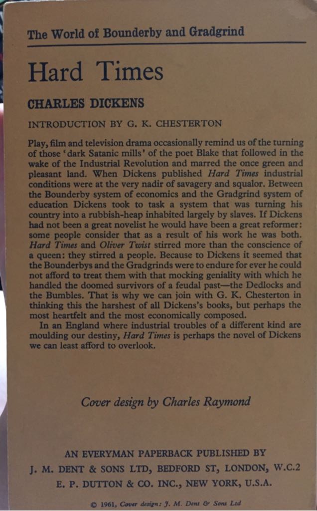 Hard Times  (Dent Dutton) book collectible - Main Image 2