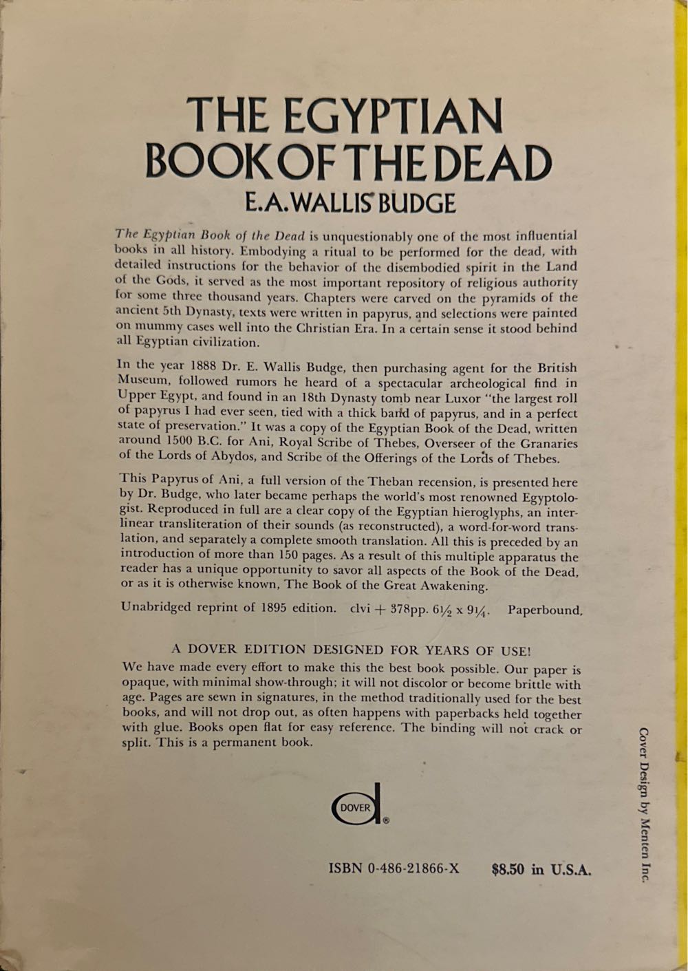 The Egyptian Book of the Dead - E. A. Wallis Budge (- Paperback) book collectible [Barcode 048621866] - Main Image 2