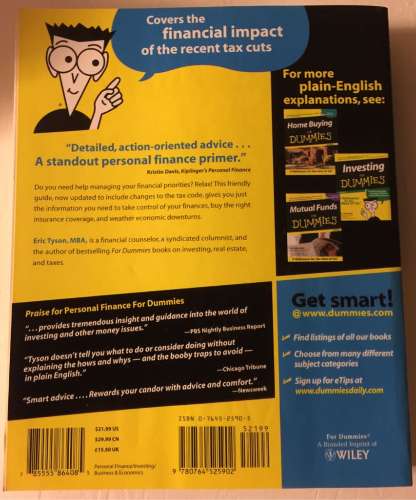 Personal Finance For Dummies - Eric Tyson (For Dummies) book collectible [Barcode 9780764525902] - Main Image 2