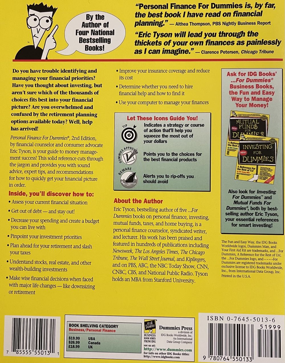 Personal Finance For Dummies - Eric Tyson (IDG Books - Paperback) book collectible [Barcode 9780764550133] - Main Image 2