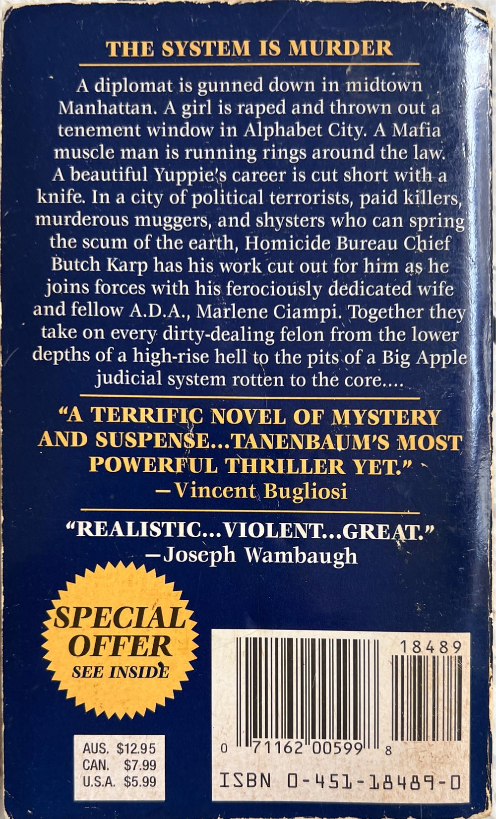 Justice Denied - Robert K. Tanenbaum (Signet - Paperback) book collectible [Barcode 9780451184894] - Main Image 2