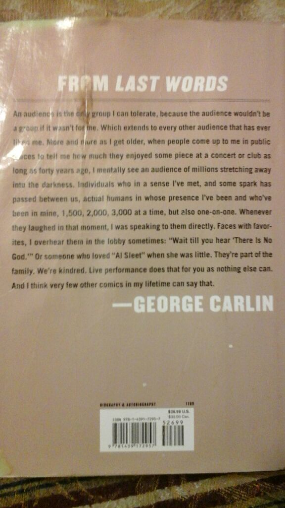 Last Words - George Carlin (Free Press - Hardcover) book collectible [Barcode 9781439172957] - Main Image 2