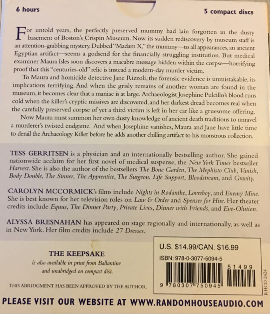 The Keepsake - Tess Gerritsen (Random House Audio; Unabridged edition (February 14, 2012) - eBook) book collectible [Barcode 9780307750945] - Main Image 2