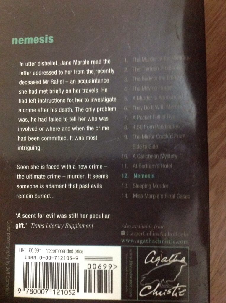 Nemesis - Agatha Christie (Harper Collins - Paperback) book collectible [Barcode 9780007121052] - Main Image 2