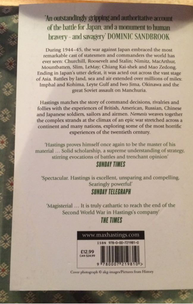 Nemesis - Max Hastings (HarperCollins UK - Paperback) book collectible [Barcode 9780007219810] - Main Image 2