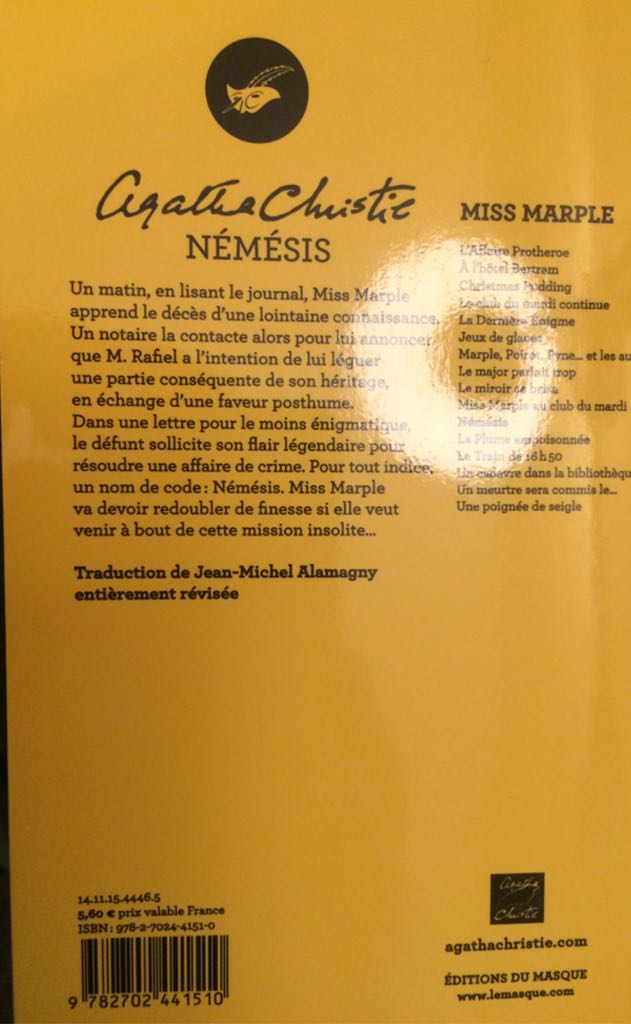 Nemesis  book collectible [Barcode 9782702441510] - Main Image 2