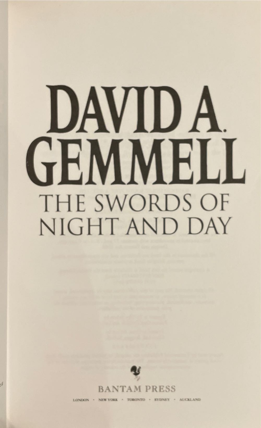 Swords of Night and Day, The - David Gemmell (Bantam Press - Hardcover) book collectible [Barcode 9780593044476] - Main Image 3