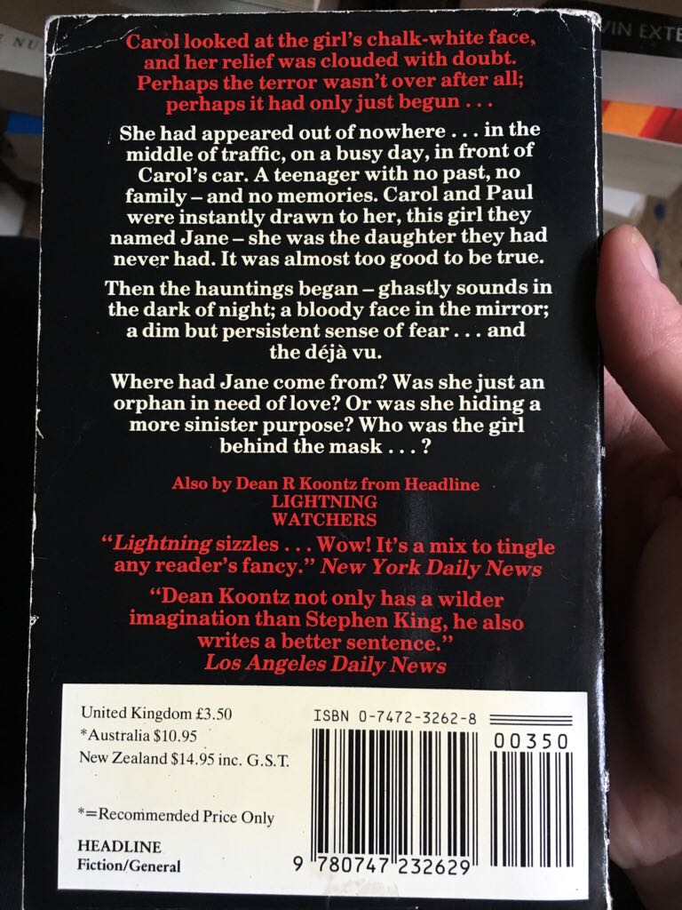 The Mask - Dean Koontz (Headline - Paperback) book collectible [Barcode 9780747232629] - Main Image 2