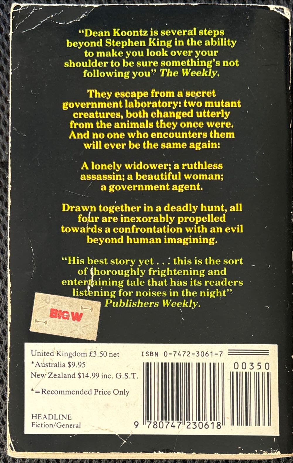 Watchers - Dean Koontz (Headline Book Publishing Plc - Paperback) book collectible [Barcode 9780747230618] - Main Image 2