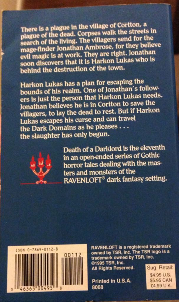 Ravenloft 13: Death Of A Darklord - Laurell K Hamilton (TSR, Inc. - Paperback) book collectible [Barcode 9780786901128] - Main Image 2