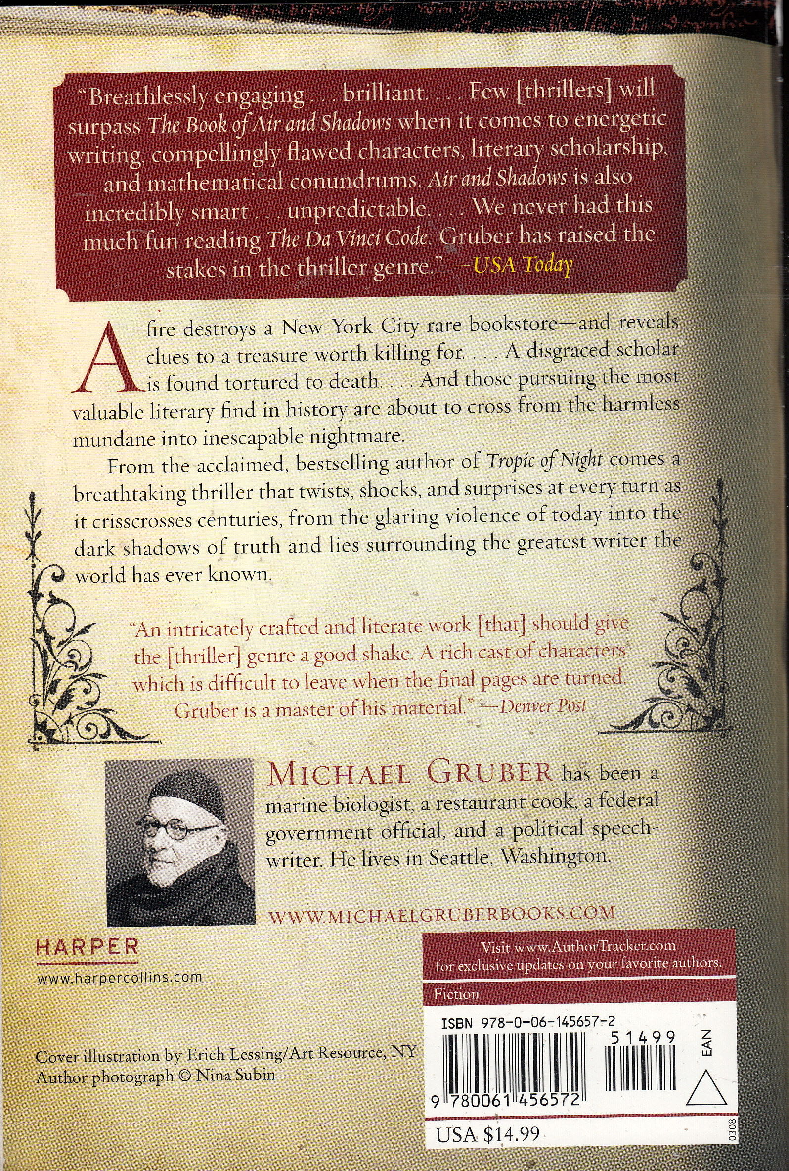 The Book Of Air And Shadows - Michael Gruber (Harper Collins Publishers - Trade Paperback) book collectible [Barcode 9780061456572] - Main Image 2