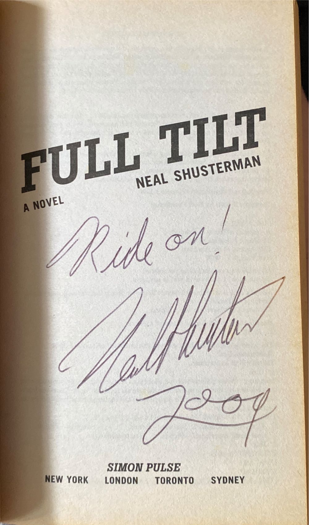 Full Tilt - Neal Shusterman (Simon Pulse - Paperback) book collectible [Barcode 9780689873256] - Main Image 2