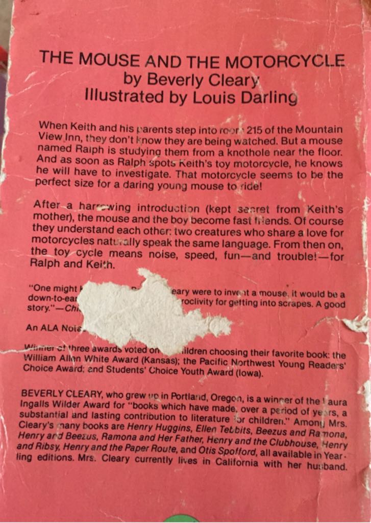 the mouse and the motorcycle - Beverly Cleary book collectible - Main Image 2