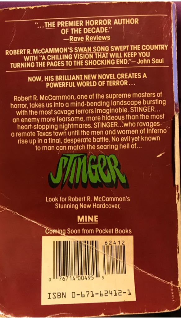 Stinger - Robert R. McCammon (Pocket Books - Paperback) book collectible [Barcode 9780671624125] - Main Image 2