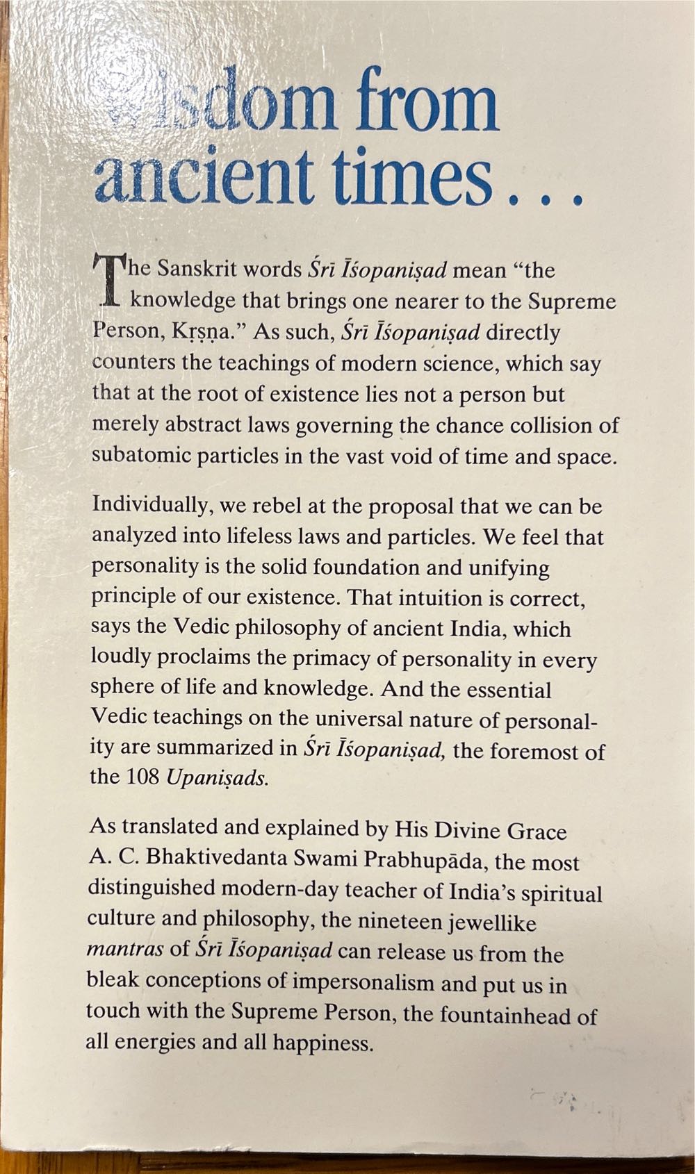 Sri Isopanisad - A. C. Bhaktivedanta Prabhupada (The Bhaktivedanta Book Trust - Paperback) book collectible [Barcode 9780892132805] - Main Image 2