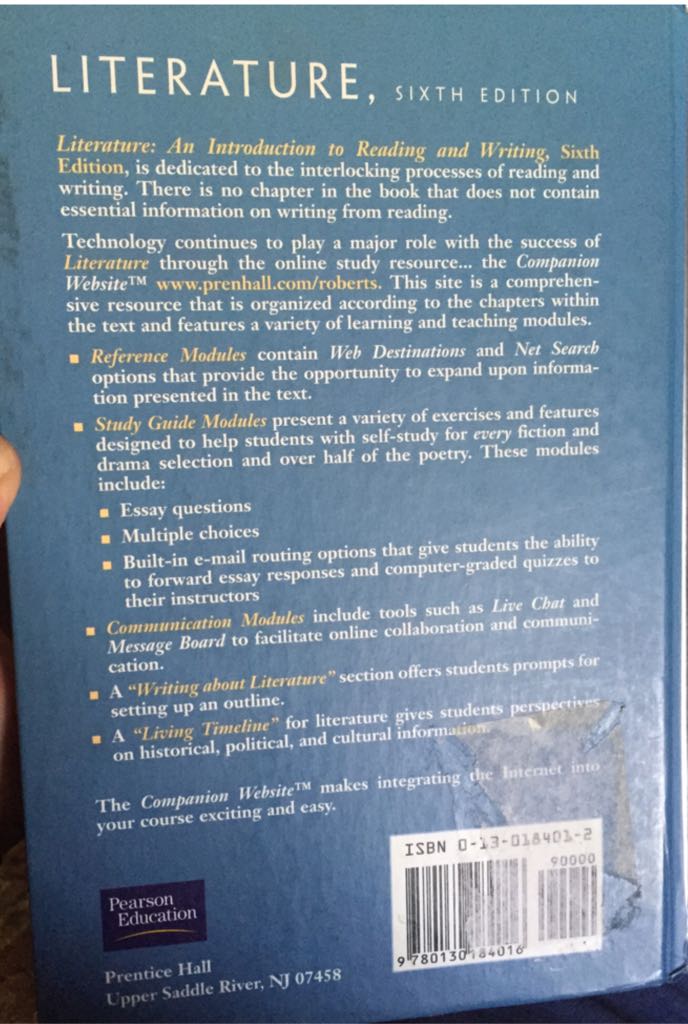 Literature  (Hardcover) book collectible [Barcode 9780130184016] - Main Image 2