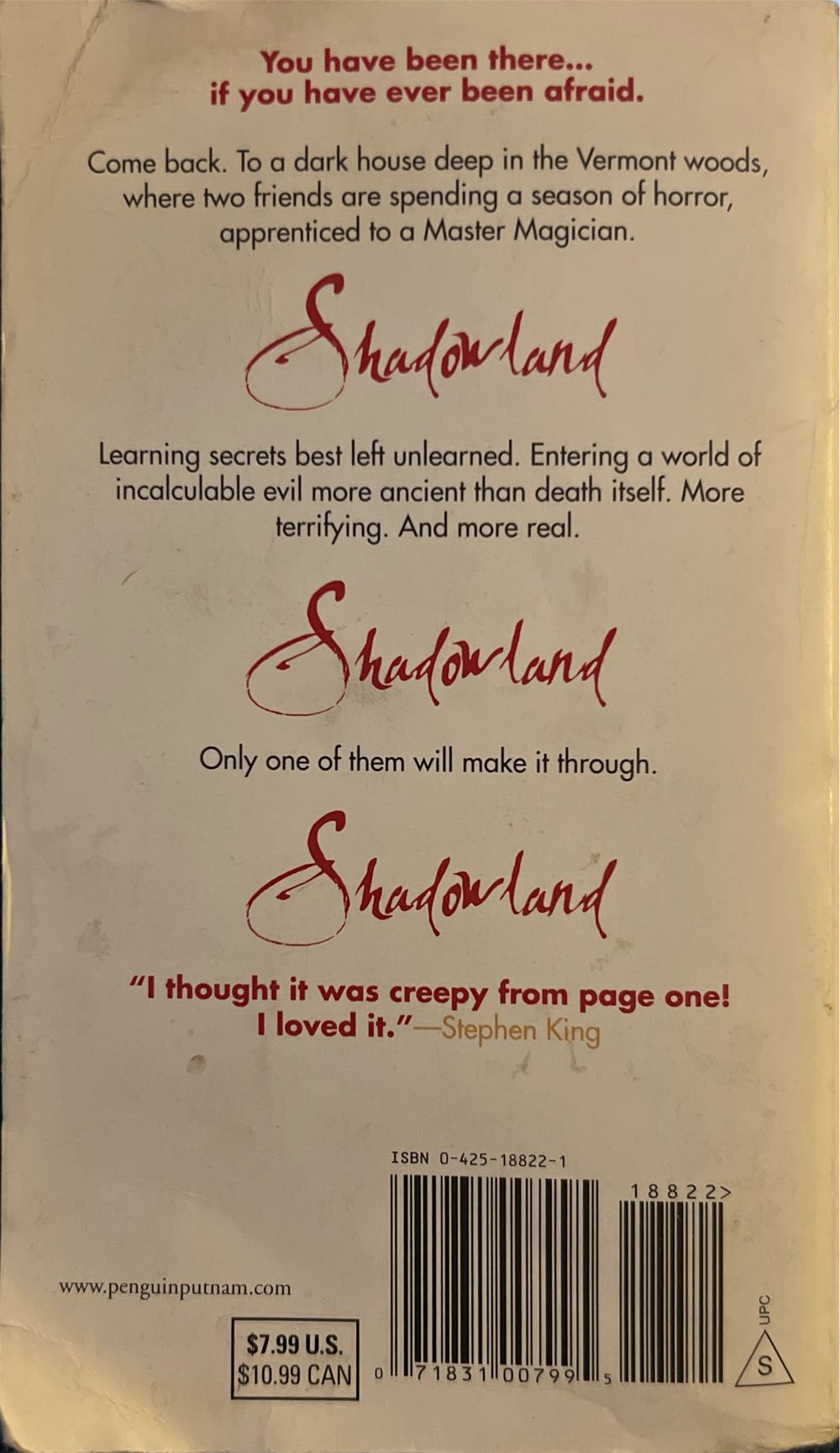 Shadowland - Peter Straub (Berkley - Paperback) book collectible [Barcode 9780425188224] - Main Image 2
