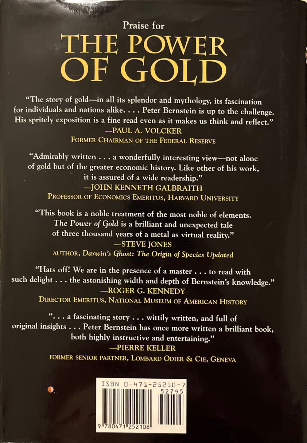 Power Of Gold, The - Peter Bernstein (John Wiley & Sons - Hardcover) book collectible [Barcode 9780471252108] - Main Image 2
