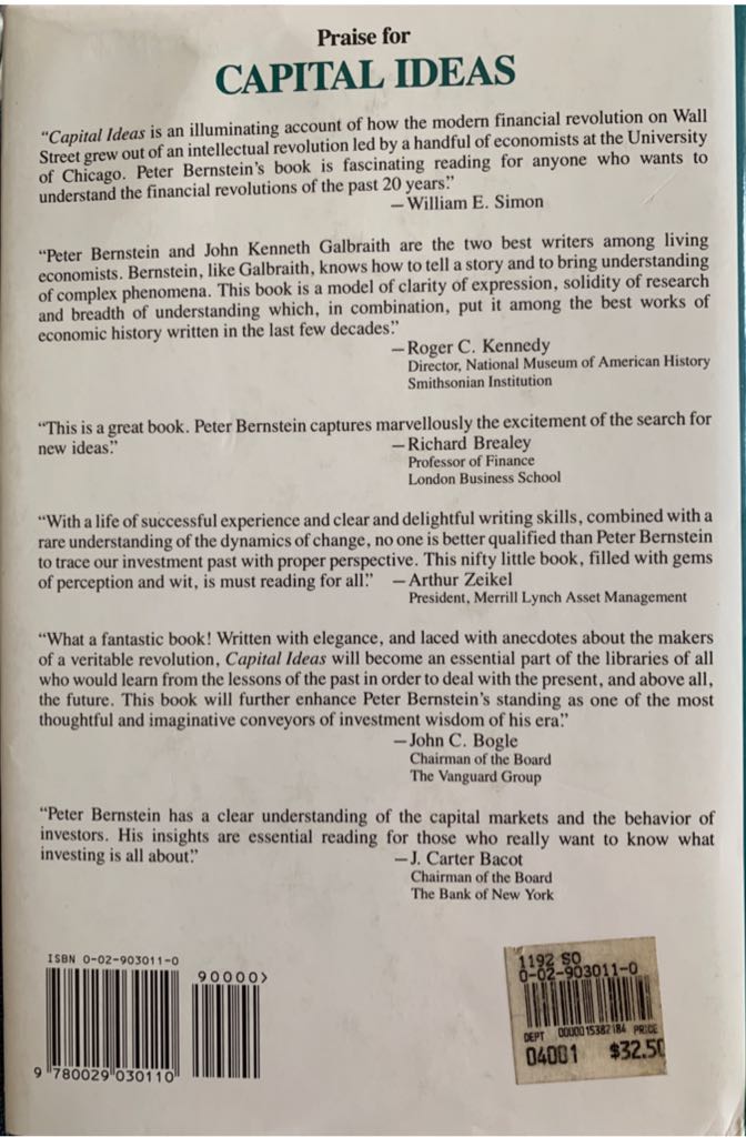 Capital Ideas - Peter L. Bernstein (Free Pr) book collectible [Barcode 9780029030110] - Main Image 2